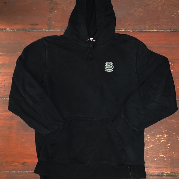 SUPREME LACOSTE HOODIE SS2018 Large Black Men’s Heavt Duty Hooded Sweatshirt - Picture 1 of 5